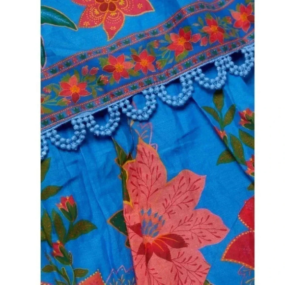 NWT Farm Rio Tropical Tapestry Blue Lace Layered Midi Summer Dress Size XS - Picture 8 of 11